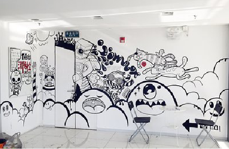 武功手绘墙并非传统涂鸦。